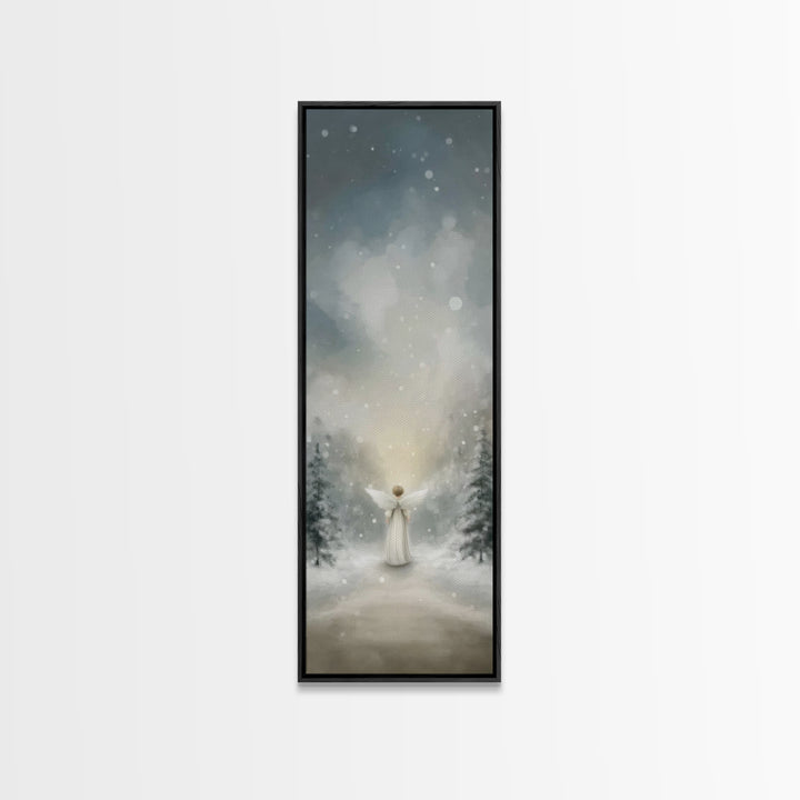 Heaven’s Gentle Glow – Framed Canvas Print – Christian Wall Art – Christmas Art – Christian Art Canvas – Tall Narrow Wall Art – Christian C