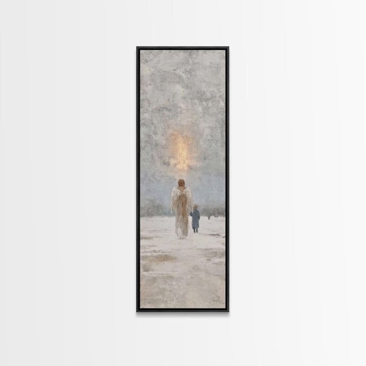Guardian Of Light – Framed Canvas Print – Christian Art Canvas – Christian Wall Art – Narrow Art – Christmas Art – Christian Christmas
