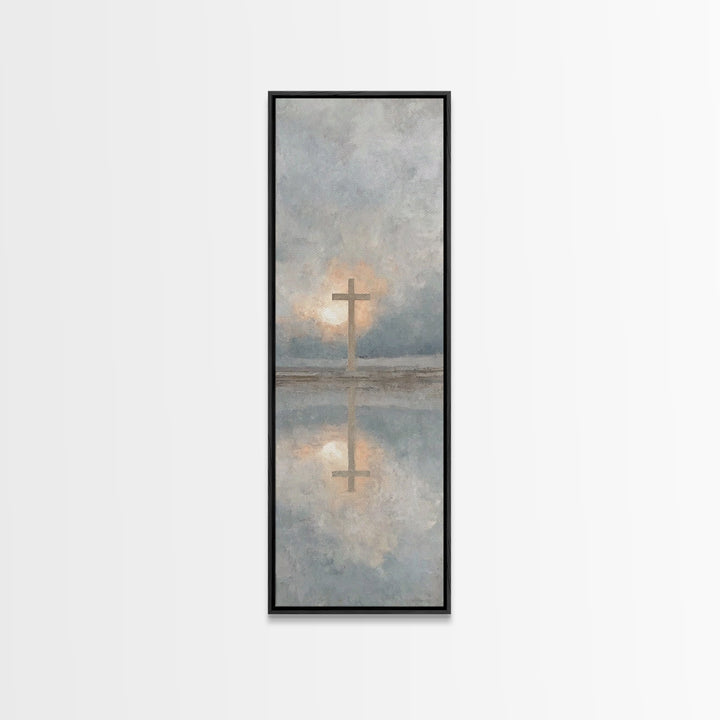 Cross Of Morning | Framed Canvas Print | Christian Wall Art | Christian Art Canvas | Tall Skinny Art Print | Christian Art | Christmas Art