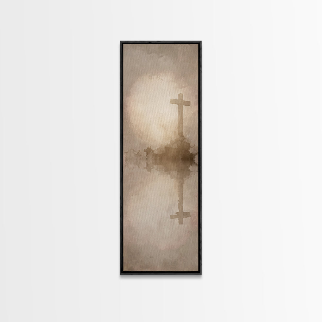 Rise Of Salvation, Framed Canvas Print, Christian Wall Art, Christian Art Canvas, Narrow Art, Minimalist Christian Art, Christmas Art