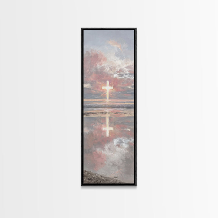 Radiant Eternal Hope | Framed Canvas Print | Christian Art Canvas | Christian Wall Art | Tall Narrow Wall Art | Christian Christmas Art