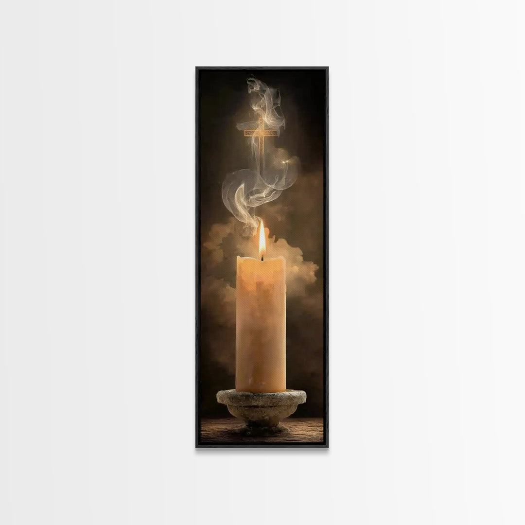 Holy Ember Glow – Framed Canvas Print – Christian Art Canvas – Tall Skinny Art Print – Christian Wall Art – Christian Christmas Decor – Chr
