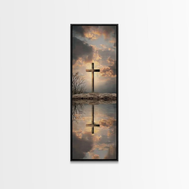 Cross Of The Horizon – Framed Canvas Print – Christian Wall Art – Christian Art Canvas – Skinny Art – Christian Christmas Art – Christmas A