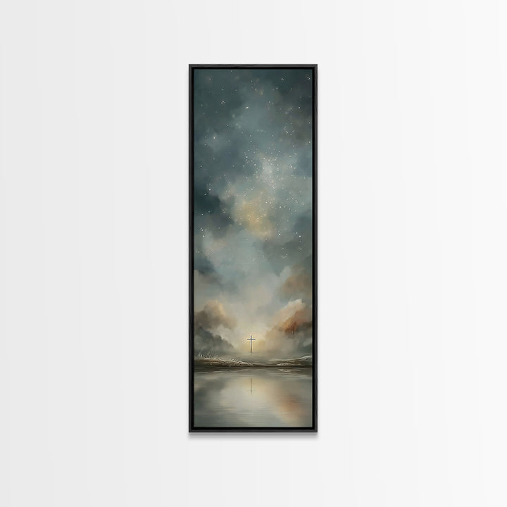 Heaven’s Promise – Framed Canvas Print – Christian Wall Art – Narrow Art – Christian Art Canvas – Christmas Art – Jesus Painting – Christia