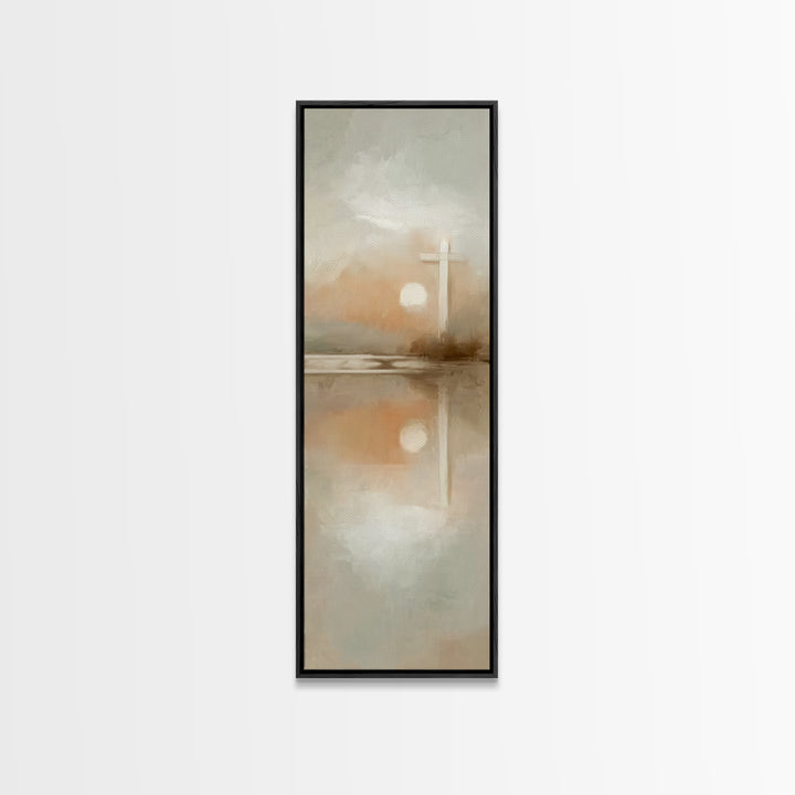 Radiant Morning Cross – Framed Canvas Print – Christian Art Canvas – Tall Skinny Art Print – Christmas Wall Art – Christian Painting – Chri