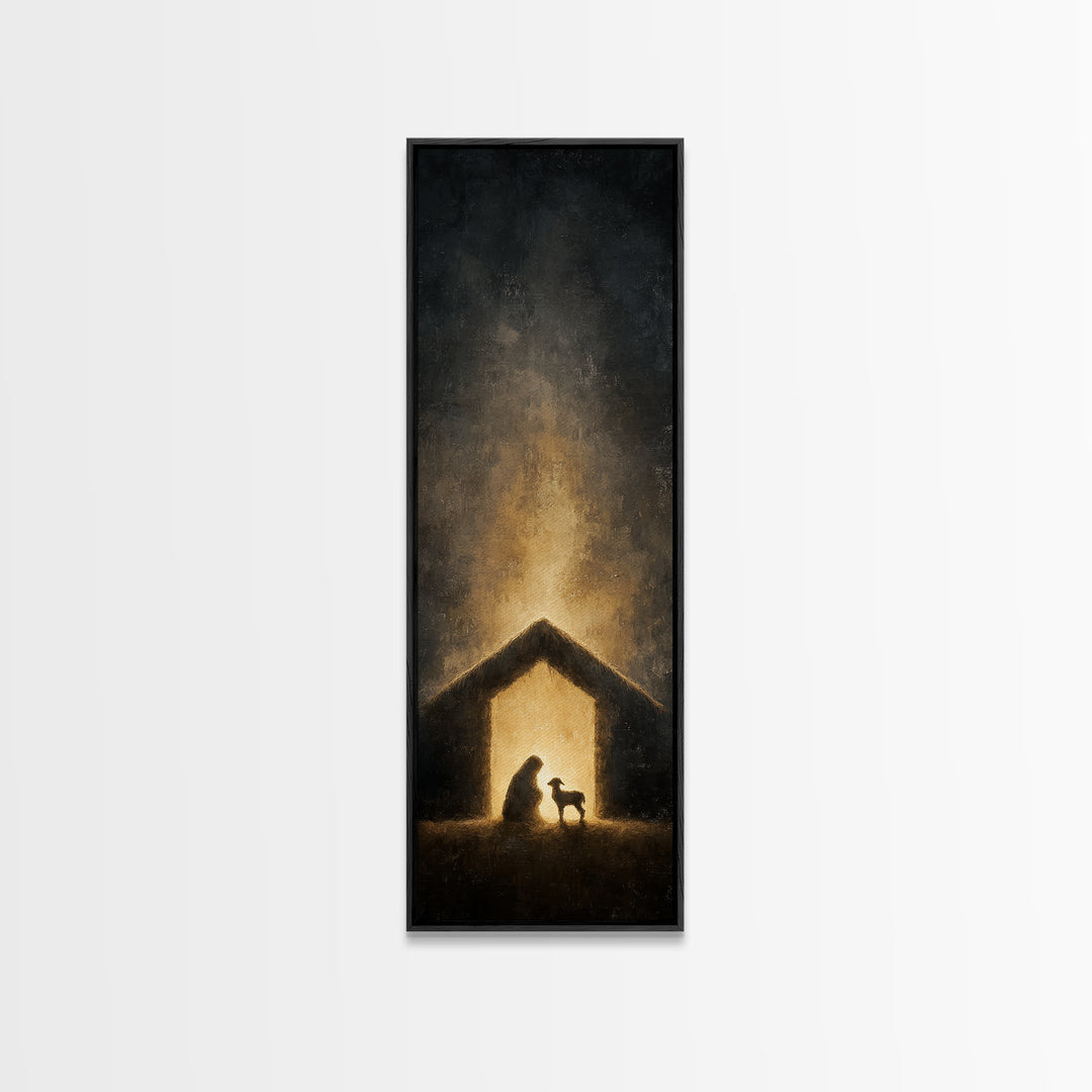 Bethlehem Light – Framed Canvas Print – Christian Wall Art – Skinny Art – Christian Art Work – Christmas Art – Jesus Painting – Christian G