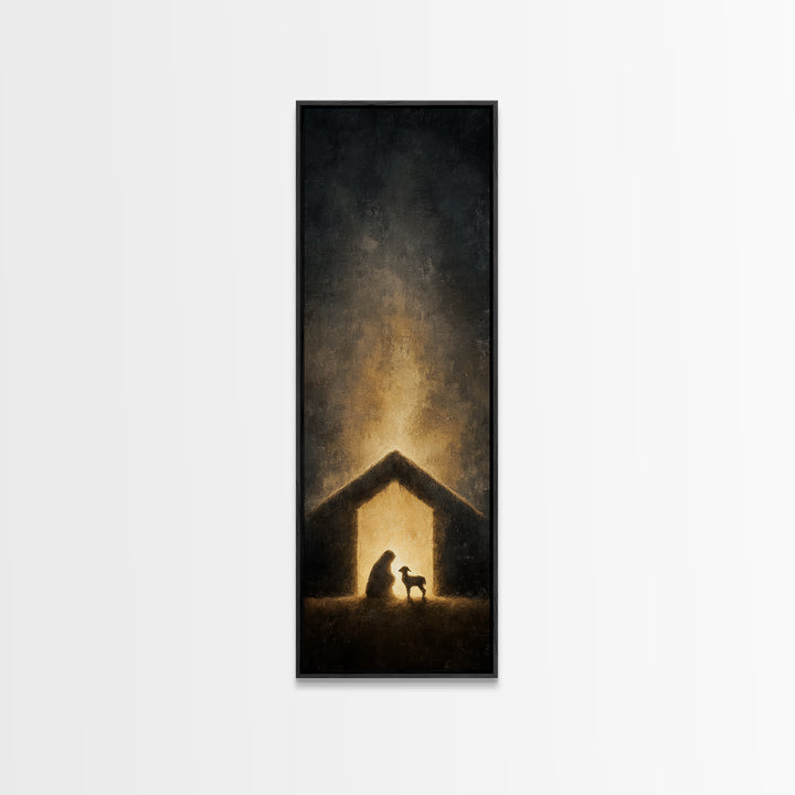 Bethlehem Light – Framed Canvas Print – Christian Wall Art – Skinny Art – Christian Art Work – Christmas Art – Jesus Painting – Christian G