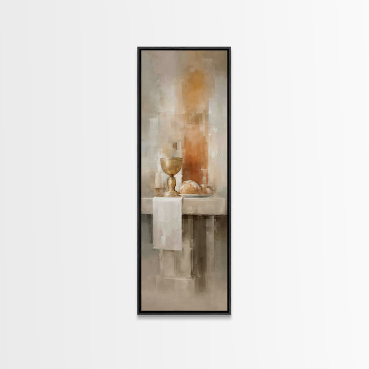 Quiet Altar Stillness - Framed Canvas Print - Narrow Art - Christian Art - Christian Paintings - Christmas Wall Art - Jesus Painting