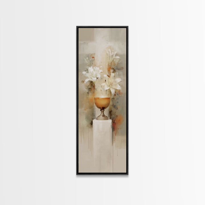 Graceful Lily Chalice | Framed Canvas Print | Narrow Art | Christian Art Canvas | Christian Decor | Jesus Painting | Christmas Art