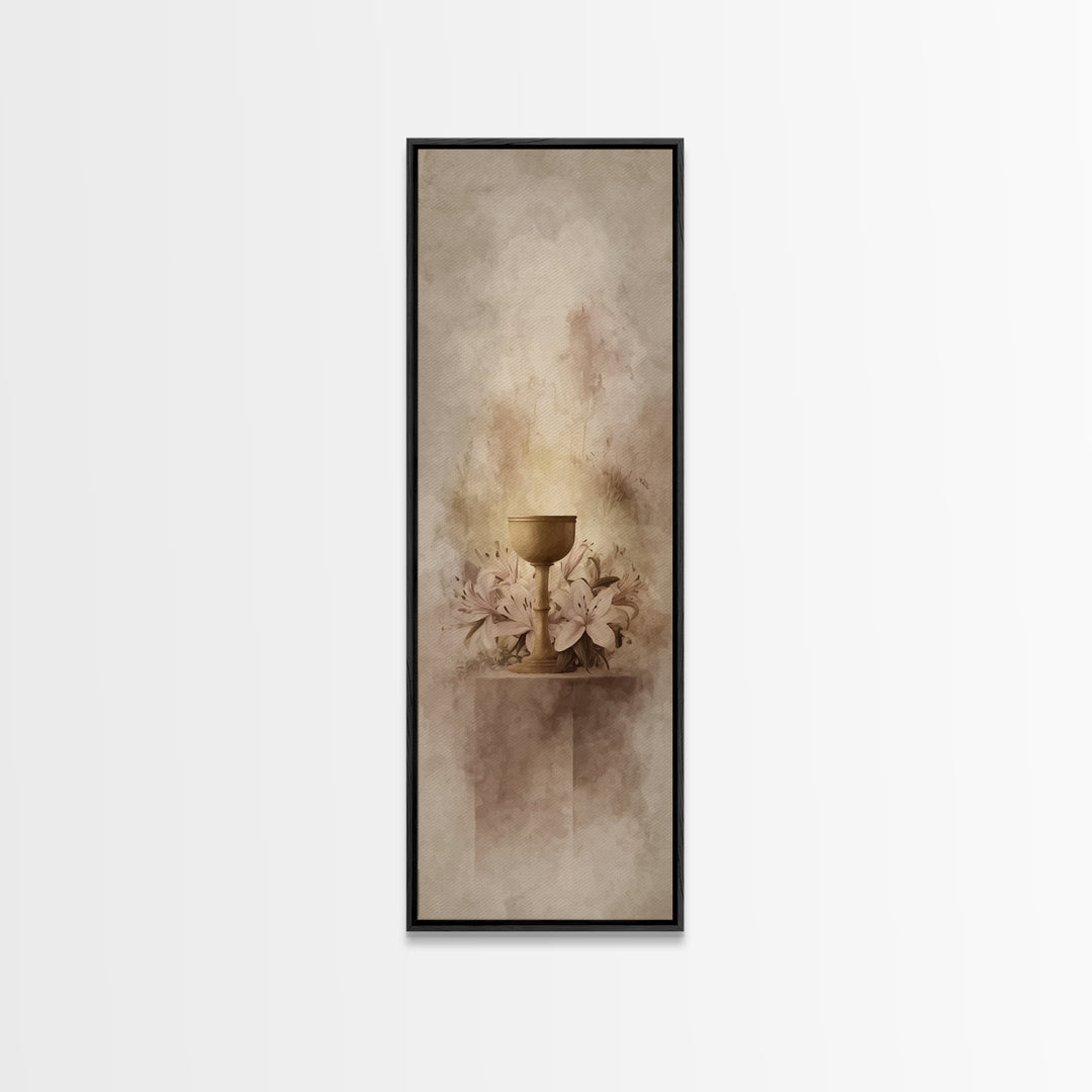 Sacred Lily Glow, Framed Canvas Print, Skinny Art, Christian Wall Art, Christian Art Canvas, Christian Decor, Christmas Art, Bible Art