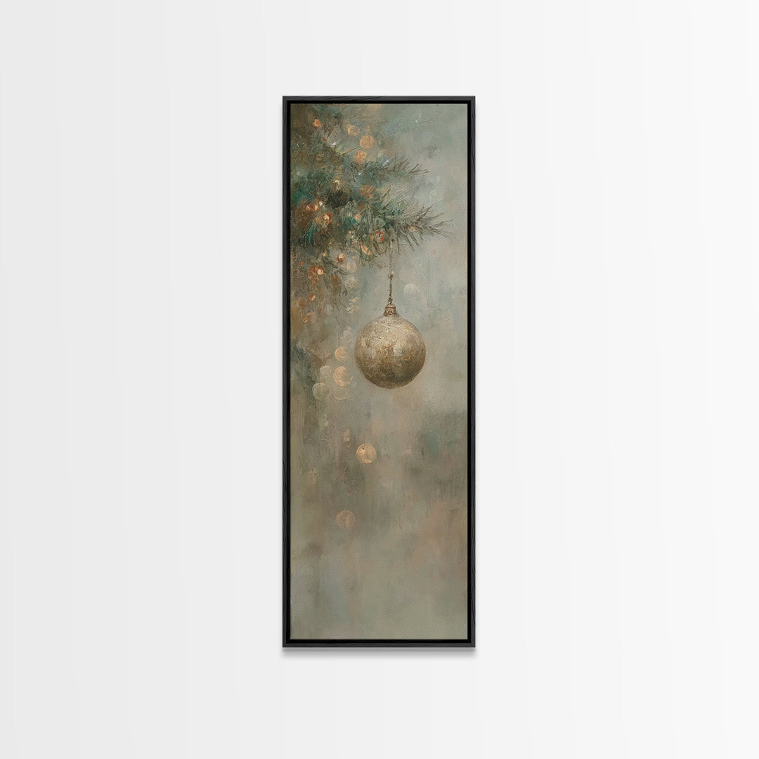 Golden Noel Light – Framed Canvas Print – Tall Skinny Art Print – Framed Christmas Art – Christmas Wall Art – Christmas Art Prints – Christ