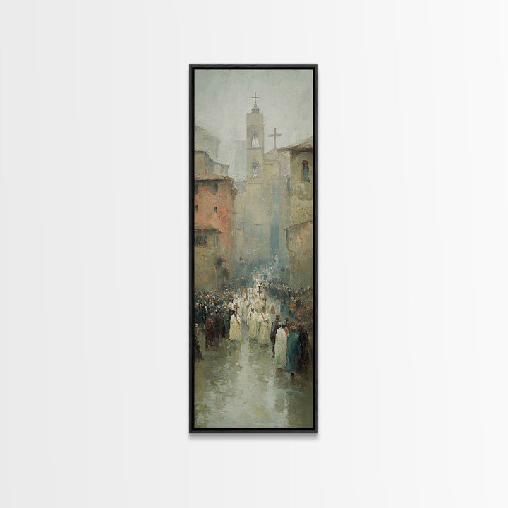 Procession Of Hope – Framed Canvas Print – Tall Narrow Wall Art – Christian Wall Art – Christian Art Canvas – Jesus Painting – Cross Art