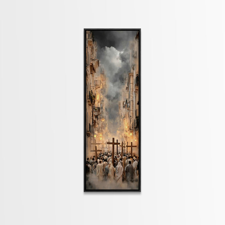 Flames Of Devotion, Framed Canvas Print, Skinny Art, Christian Art Canvas, Christmas Art Prints, Christian Wall Art, Modern Christian Art