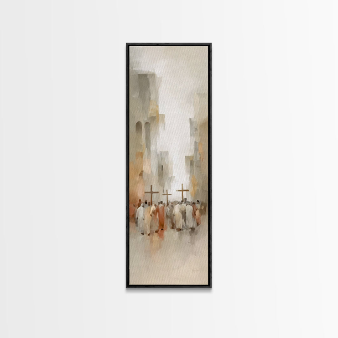Steps Of Mercy, Framed Canvas Print, Tall Narrow Wall Art, Christian Art Canvas, Moody Christian Art, Christmas Wall Art