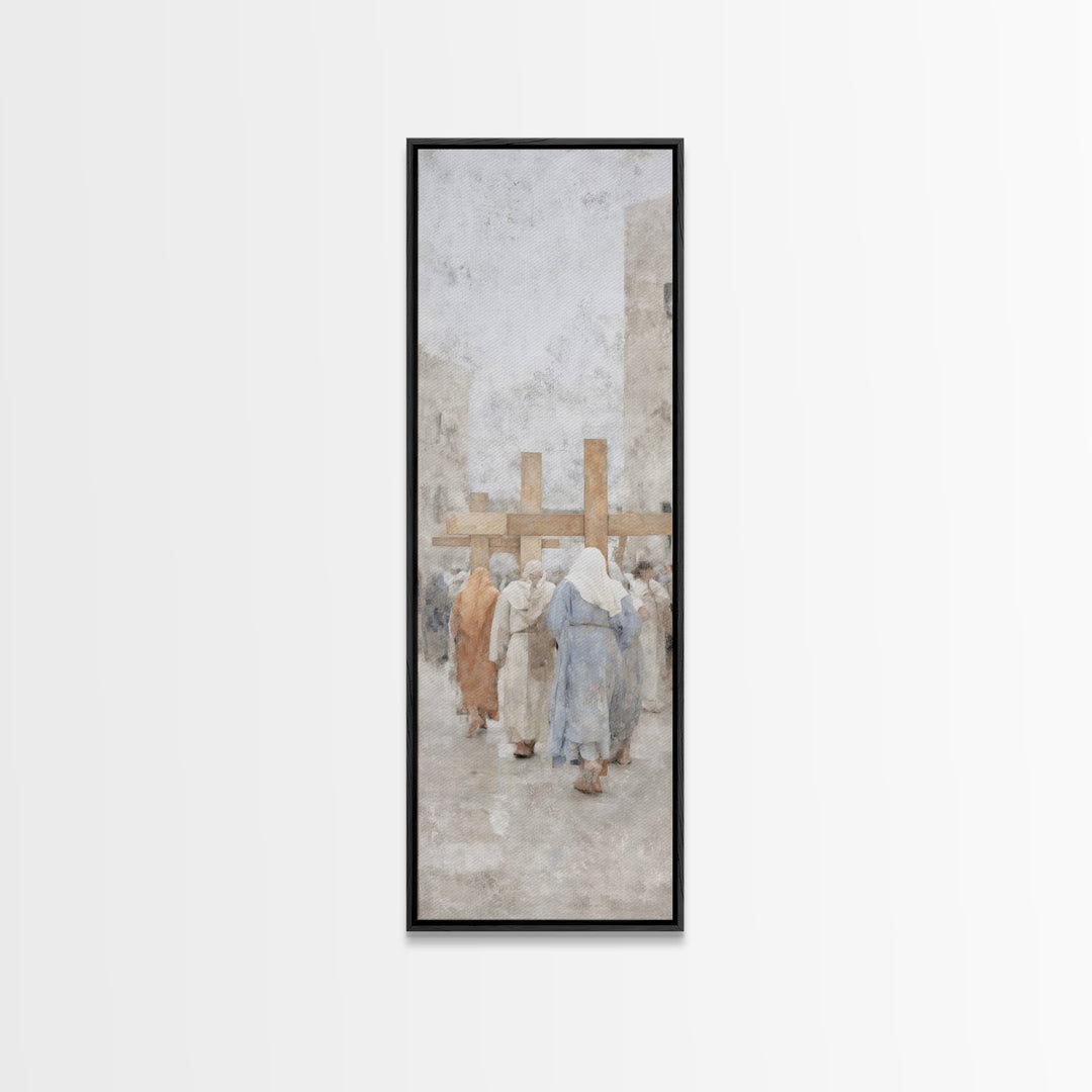Walk Of Faith | Framed Canvas Print | Skinny Art | Christian Painting | Christian Art Gift | Large Christian Art