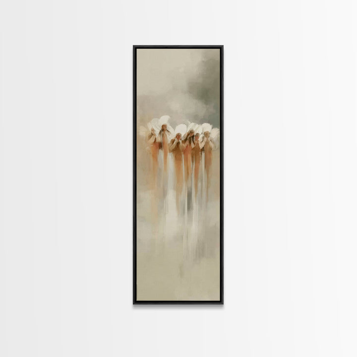 Heavenly Messengers, Framed Canvas Print, Narrow Art, Christian Art Prints, Minimalist Christian Art, Christian Decorations