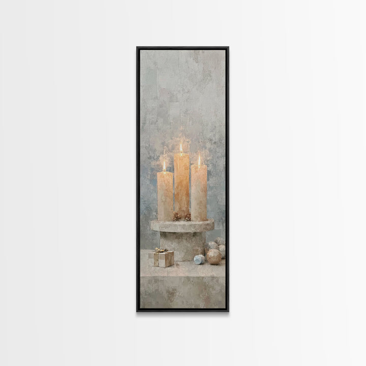Warm Advent Glow – Framed Canvas Print – Christian Wall Art – Narrow Art – Christmas Art – Christian Art Canvas – Christian Christmas Art