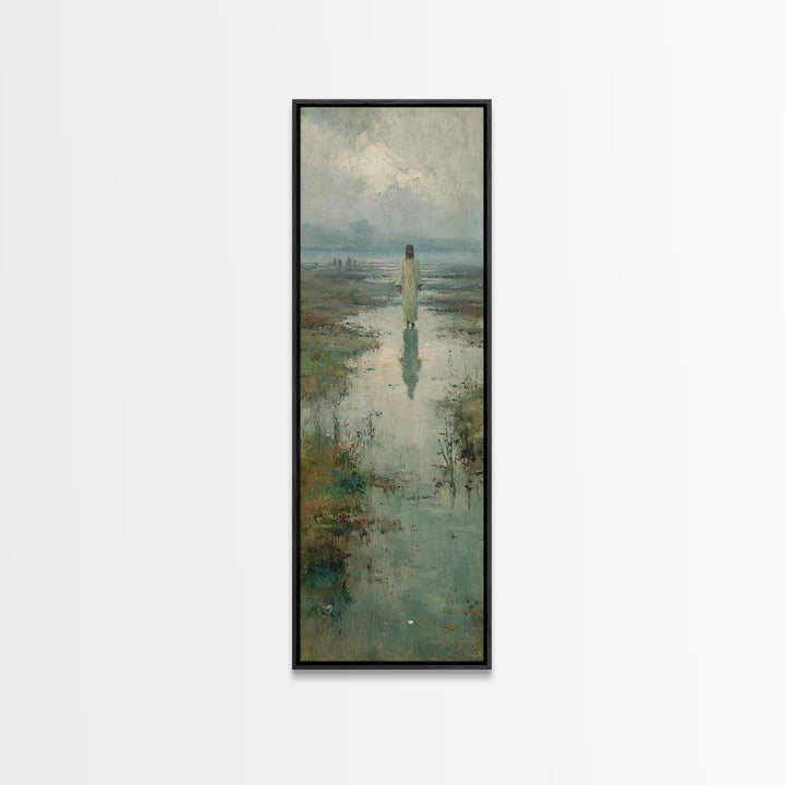 Starlit Savior | Framed Canvas Print | Tall Narrow Wall Art | Christian Art Painting | Christian Christmas Art | Jesus Canvas Art