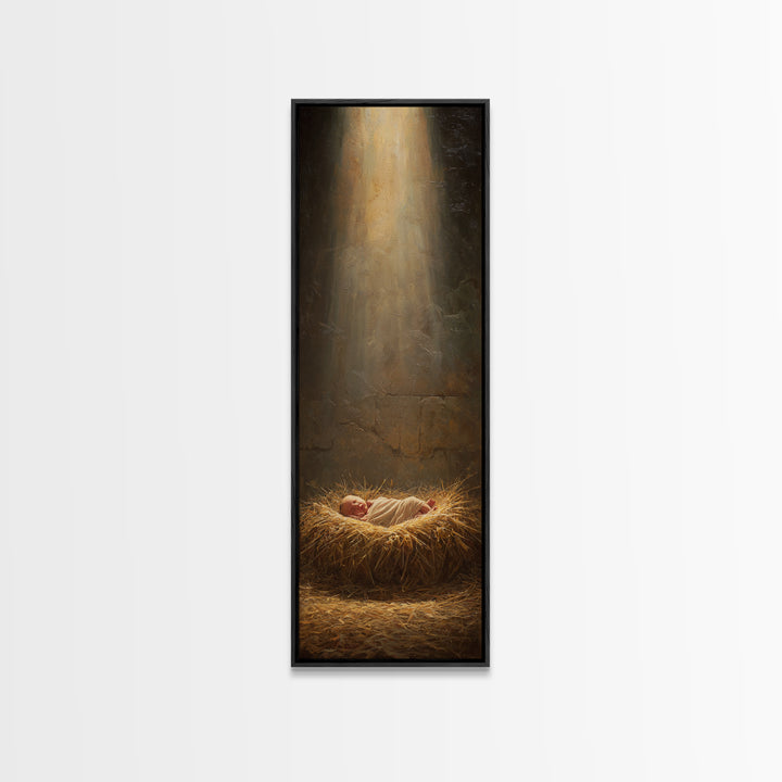 Light Of Bethlehem – Framed Canvas Print – Christian Art Canvas – Christian Christmas Art – Narrow Art – Christian Wall Art – Christmas Art