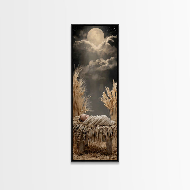 Silent Manger Star – Framed Canvas Print – Christian Christmas Art – Skinny Art – Christian Art Canvas – Christmas Wall Art – Christian Art