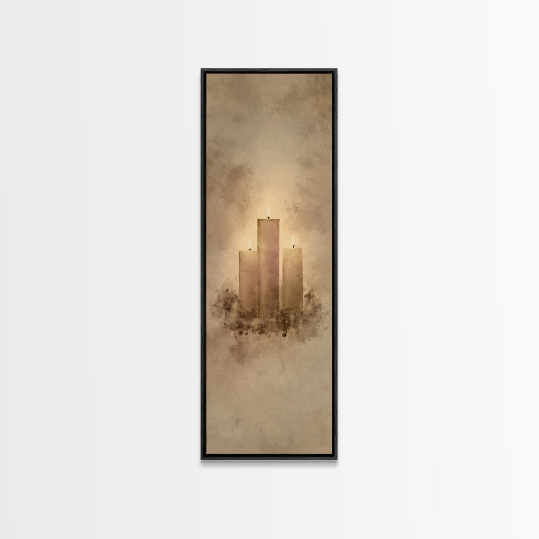 Hopeful Candle Trio – Framed Canvas Print – Christian Christmas Art – Christian Wall Art – Skinny Art – Christian Art Canvas – Christian De