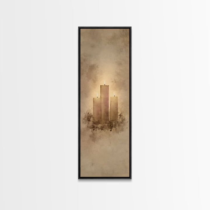 Hopeful Candle Trio – Framed Canvas Print – Christian Christmas Art – Christian Wall Art – Skinny Art – Christian Art Canvas – Christian De