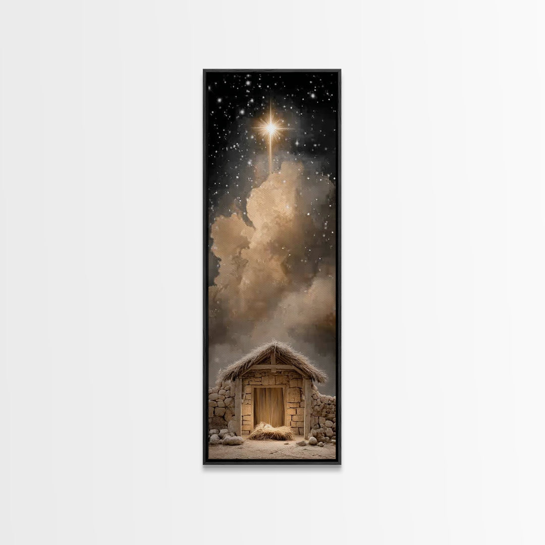 Star Of Bethlehem – Framed Canvas Print – Christmas Wall Art – Christian Art Canvas – Christian Christmas Art – Tall Skinny Art Print – Chr