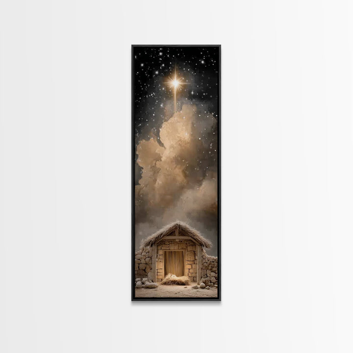Star Of Bethlehem – Framed Canvas Print – Christmas Wall Art – Christian Art Canvas – Christian Christmas Art – Tall Skinny Art Print – Chr