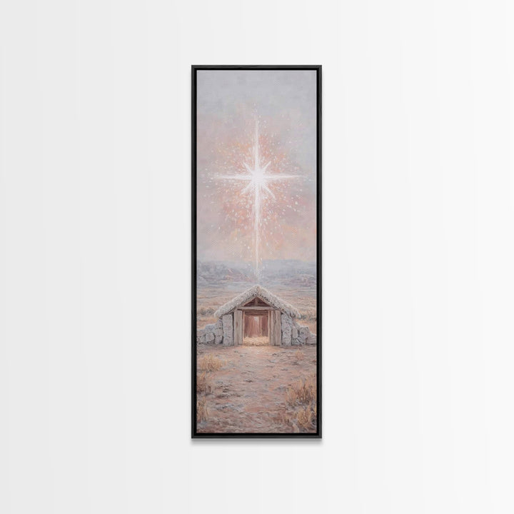 Bethlehem Brightness – Framed Canvas Print – Christian Christmas Art – Christian Art Canvas – Christmas Art Prints – Narrow Art – Christian
