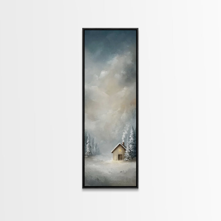 Winter Chapel Stillness – Framed Canvas Print – Christian Wall Art – Christian Art Canvas – Skinny Art – Christmas Art – Christian Christma