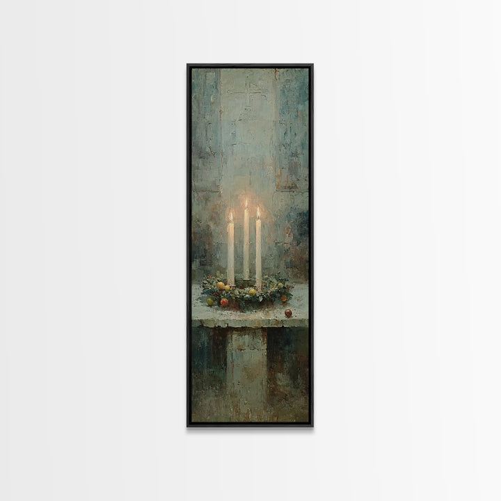 Everlasting Winter Light – Framed Canvas Print – Christian Wall Art – Narrow Art – Christian Art Canvas – Christmas Art – Christian Christm