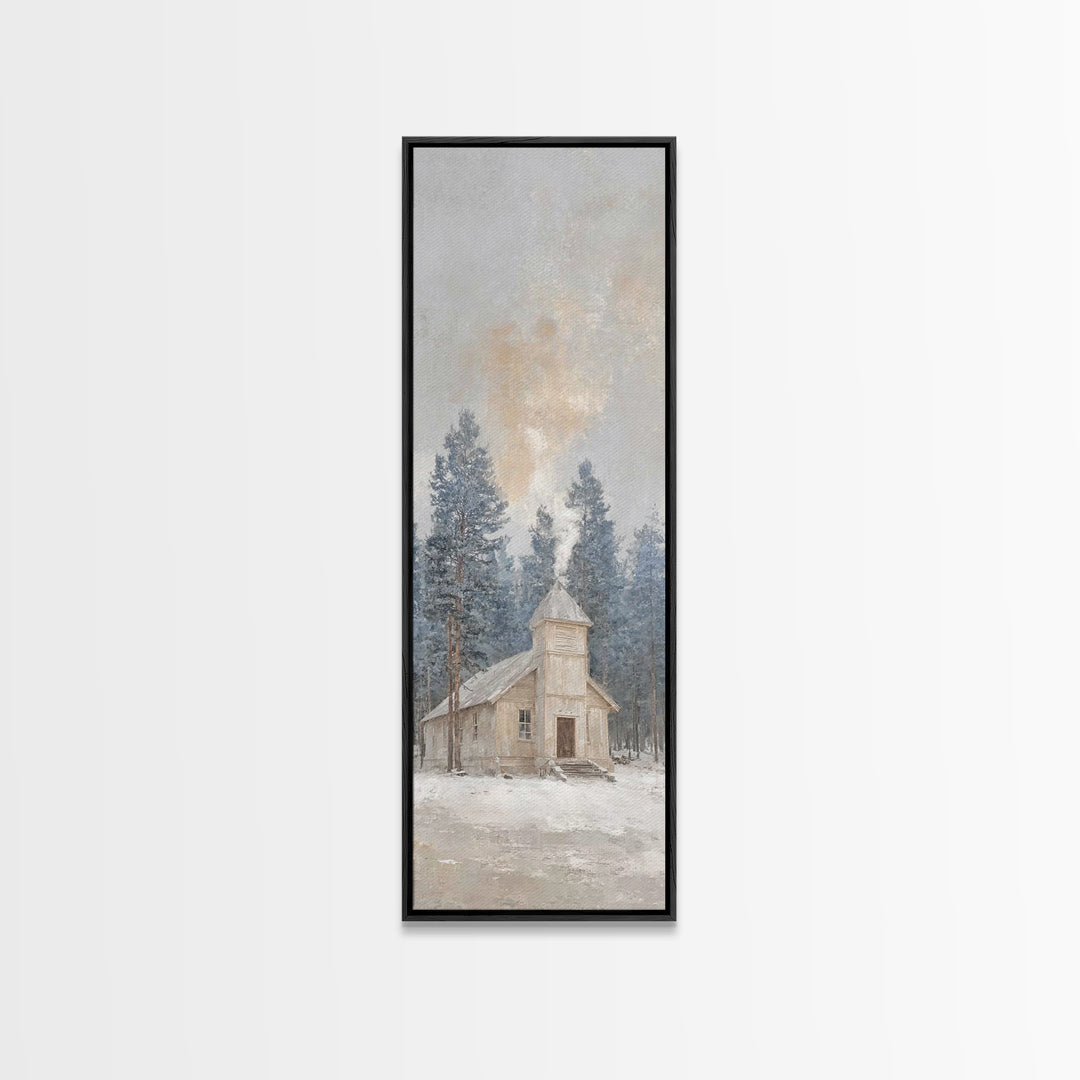 Morning Pine Sanctuary | Framed Canvas Print | Narrow Art | Christian Wall Art | Christian Art Canvas | Christmas Art | Christian Decor