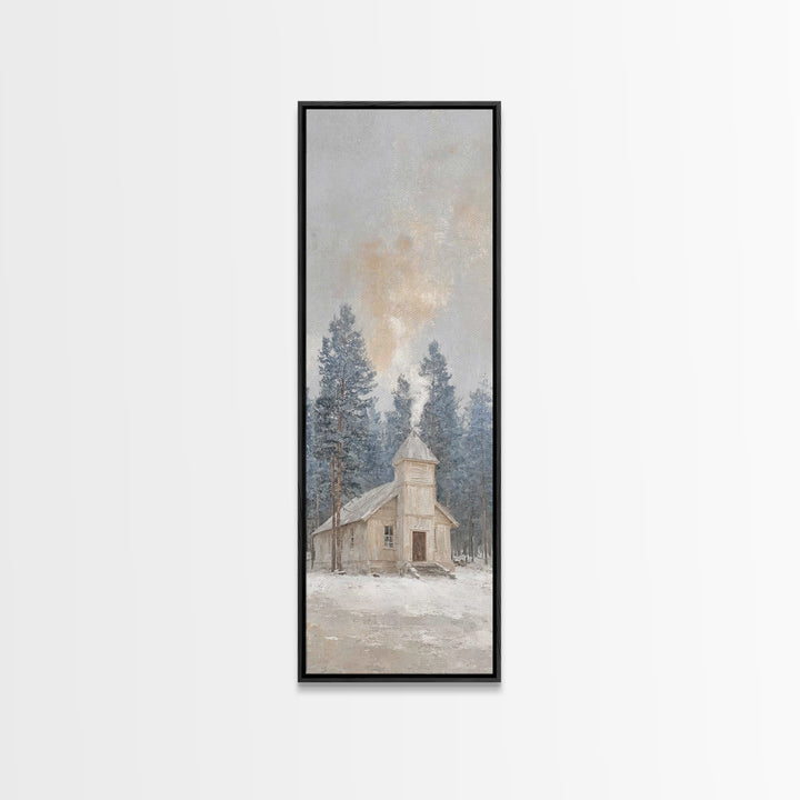 Morning Pine Sanctuary | Framed Canvas Print | Narrow Art | Christian Wall Art | Christian Art Canvas | Christmas Art | Christian Decor