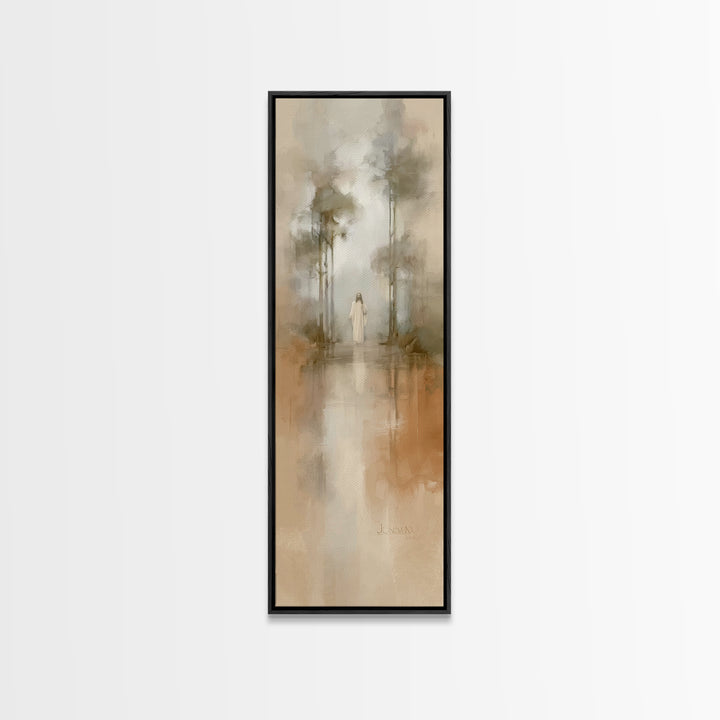 Radiant Forest Walk | Framed Canvas Print | Skinny Art | Christian Art Print | Christian Wall Art | Subtle Christian Art | Christian Gift