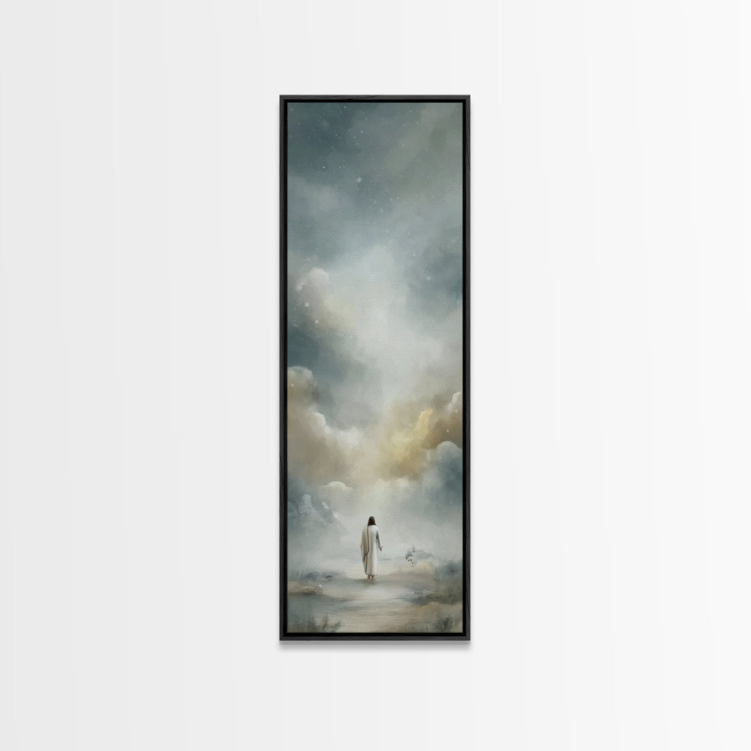 Golden Dawn Journey – Framed Canvas Print – Narrow Art – Christian Art Canvas – Christian Wall Art – Moody Christian Art – Christian Decor