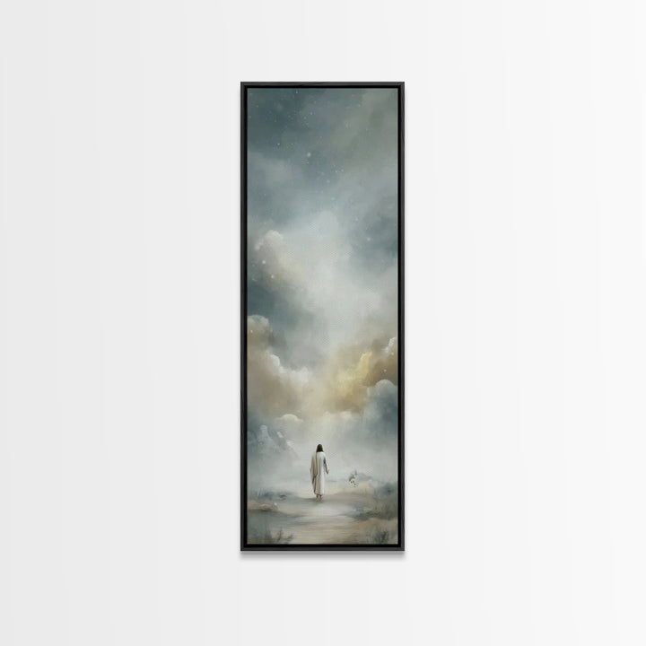 Golden Dawn Journey – Framed Canvas Print – Narrow Art – Christian Art Canvas – Christian Wall Art – Moody Christian Art – Christian Decor
