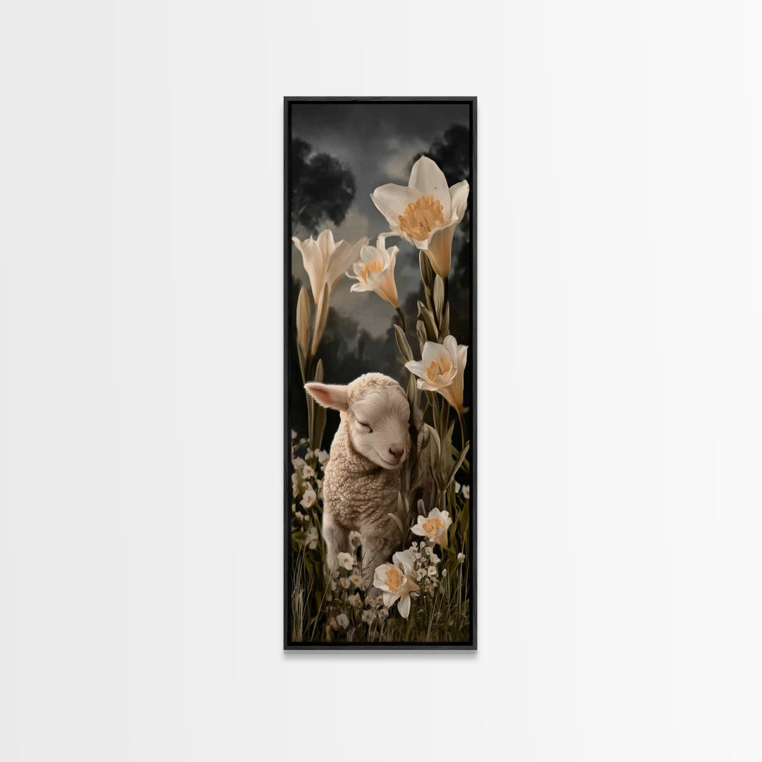 Radiant Lily Calm – Framed Canvas Print – Tall Narrow Wall Art – Christian Painting – Christian Art Canvas – Christian Wall Art – Faith Art