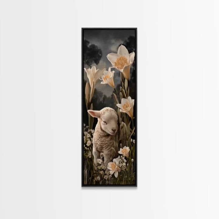 Radiant Lily Calm – Framed Canvas Print – Tall Narrow Wall Art – Christian Painting – Christian Art Canvas – Christian Wall Art – Faith Art