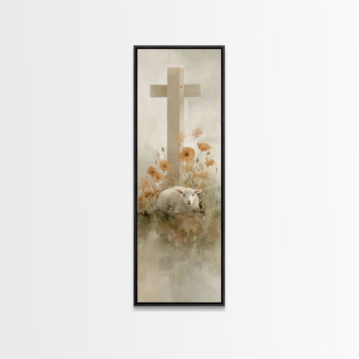 Lamb Of Mercy – Framed Canvas Print – Christian Wall Art – Tall Narrow Wall Art – Christian Art Canvas – Jesus Painting – Christian Christm