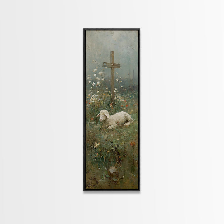 Quiet Shepherd Peace, Framed Canvas Print, Christian Art Print, Skinny Art, Christian Christmas Art, Christian Wall Art, Subtle Christian P