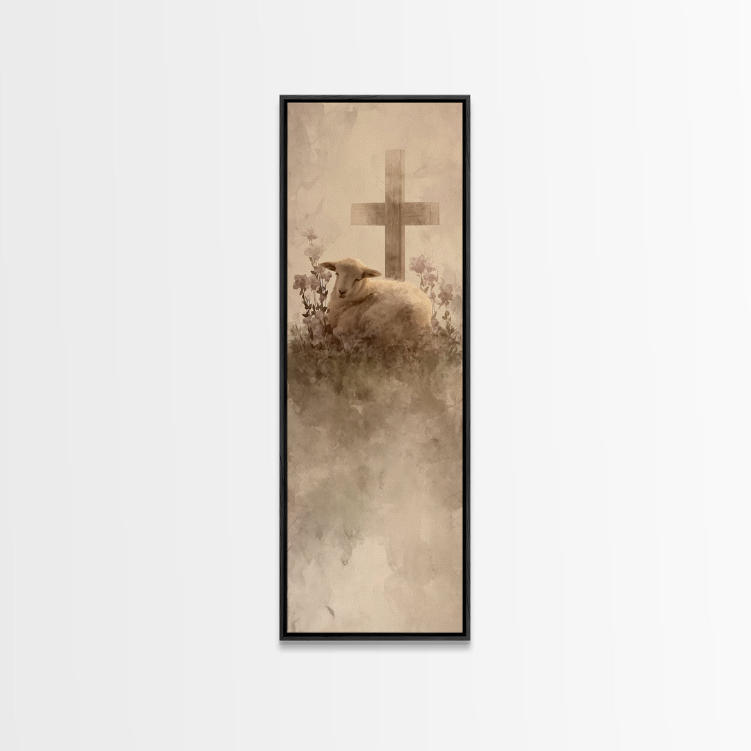 Gentle Rest Hope | Framed Canvas Print | Christian Wall Art | Narrow Art | Christian Art Gift | Unique Christian Art | Jesus Painting Canva