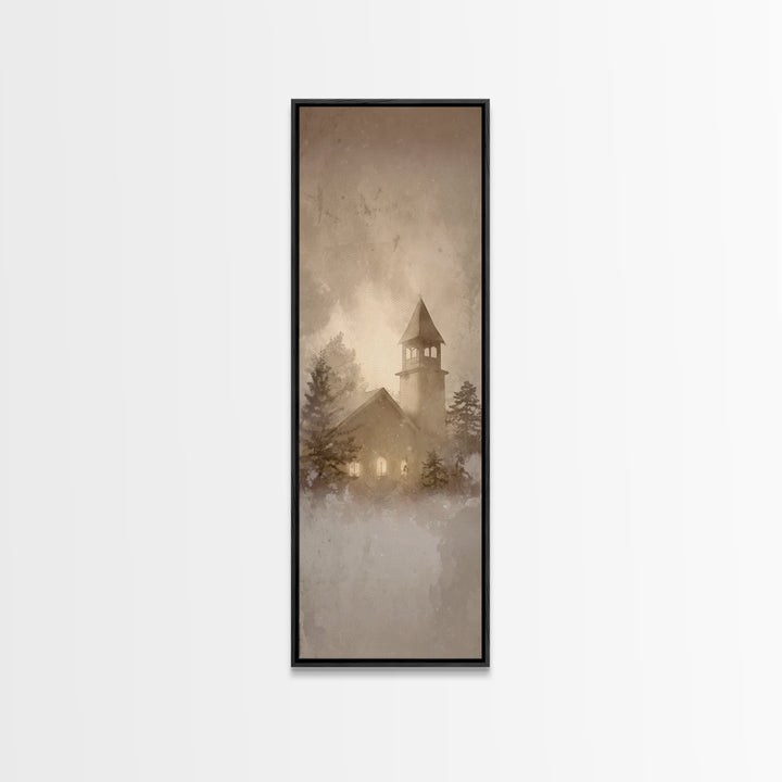 Holy Winter Haven – Framed Canvas Print – Christian Christmas Art – Tall Skinny Art Print – Christmas Wall Art – Christian Gift – Framed Ch
