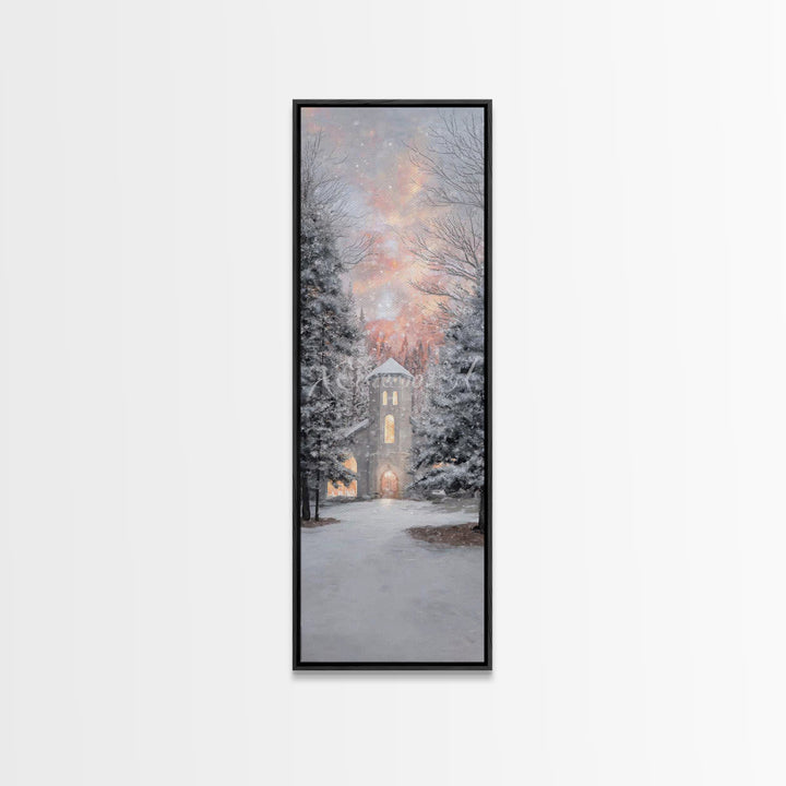 Chapel Of Stillness, Framed Canvas Print, Christian Art Canvas, Tall Narrow Wall Art, Christian Art Gift, Christmas Wall Art, Subtle Christ