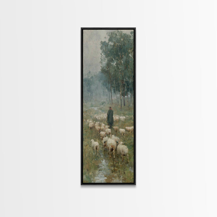 Shepherd’s Quiet Path – Framed Canvas Print – Tall Skinny Art Print – Christian Art – Christian Painting – Christian Art Canvas – Subtle Ch