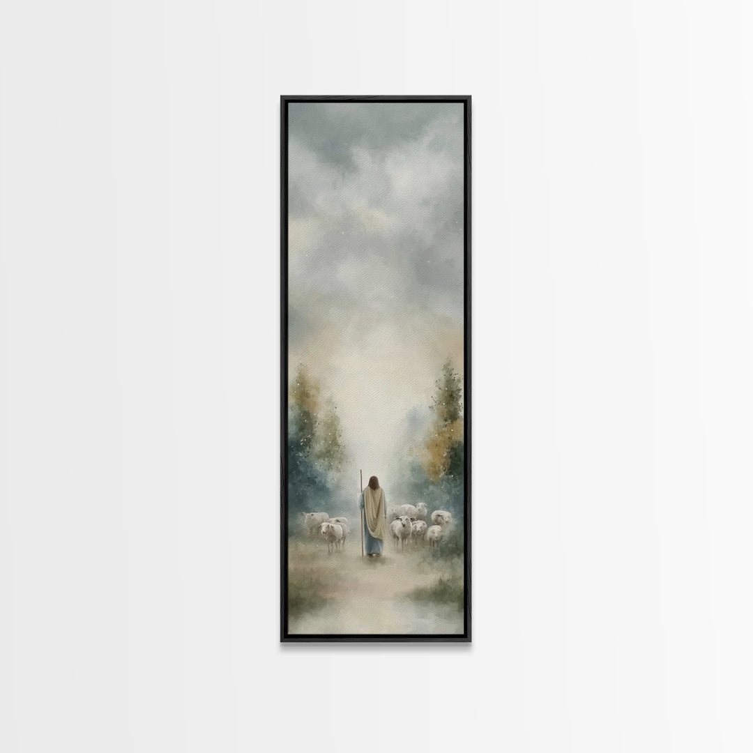 Guided By Heaven | Framed Canvas Print | Narrow Art | Jesus Painting | Christian Art Prints | Modern Christian Art | Christian Gift Ideas
