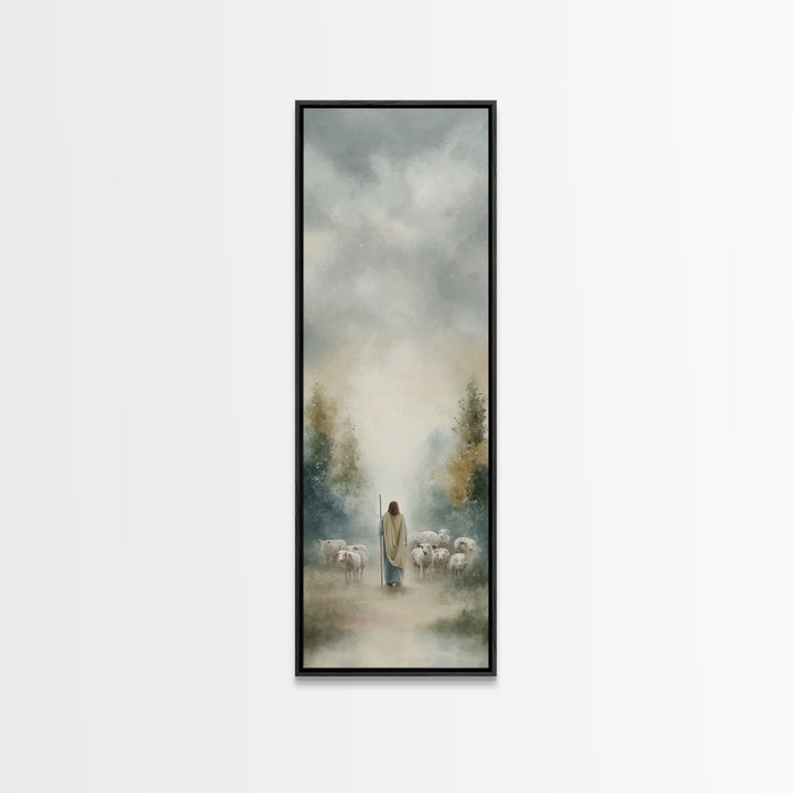 Guided By Heaven | Framed Canvas Print | Narrow Art | Jesus Painting | Christian Art Prints | Modern Christian Art | Christian Gift Ideas