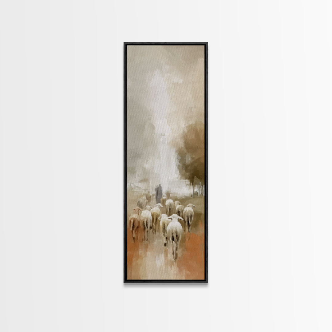 Journey Of Light – Framed Canvas Print – Tall Narrow Wall Art – Christian Art Work – Jesus Christmas Art – Christian Wall Art – Vintage Chr