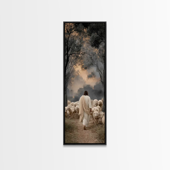 Shepherd Of Promise | Framed Canvas Print | Narrow Art | Jesus Canvas Art | Christian Art | Christian Gift | Modern Jesus Art