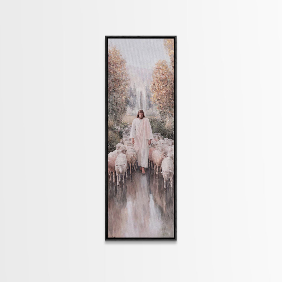 Grace Beside Still Waters, Framed Canvas Print, Tall Skinny Art Print, Jesus Art Print, Christian Wall Art, Christian Art Print, Unique Chr