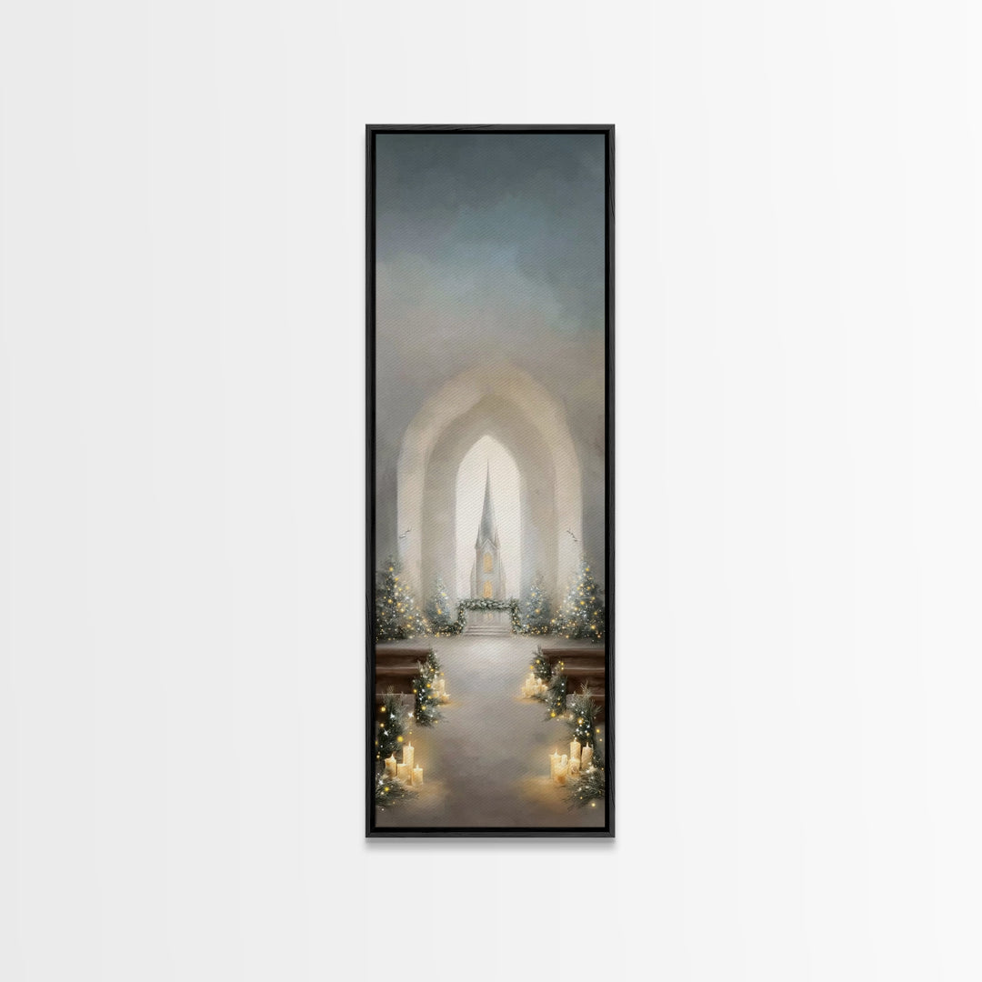 Starry Chapel Peace – Framed Canvas Print – Tall Skinny Art Print – Christian Art Canvas – Christmas Wall Art – Christian Wall Art – Christ